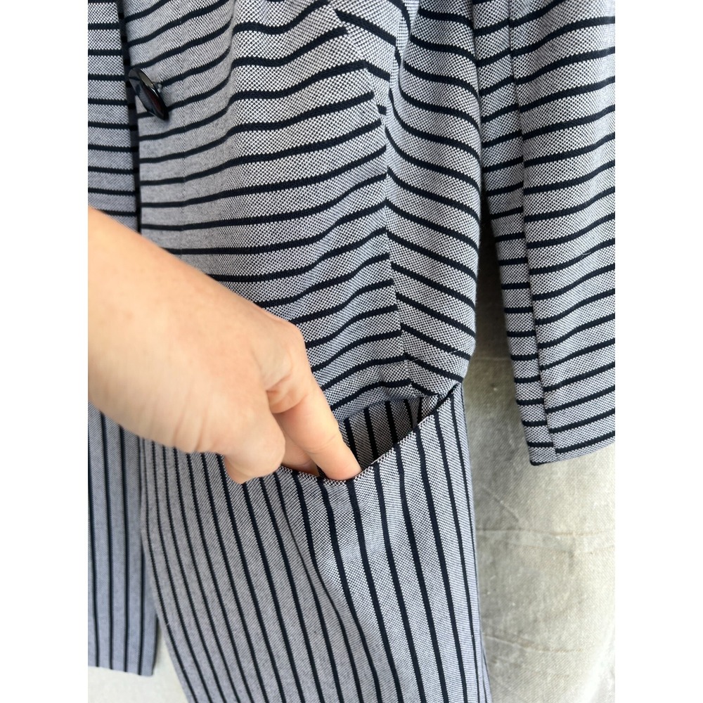 CAbi Women's Dappled Stripe Car Coat Jacket‎ Size Small Cotton Blend Navy Blue - Picture 3 of 12